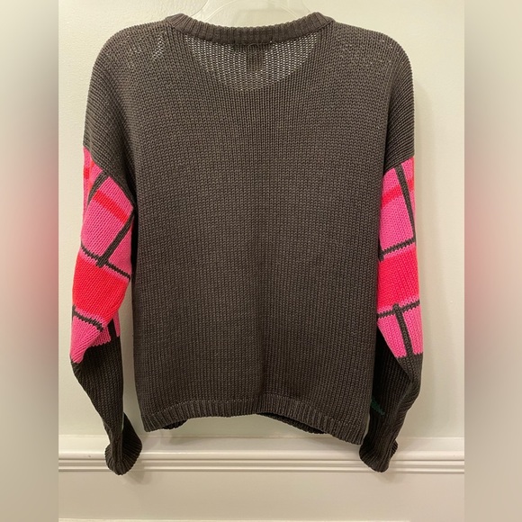 Vintage 80’s Hand Knit Gallagher Pink Floral Irish Cardigan Medium - Picture 2 of 7